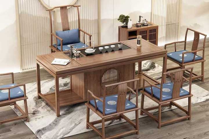 新中式实木茶台，现代简约茶桌